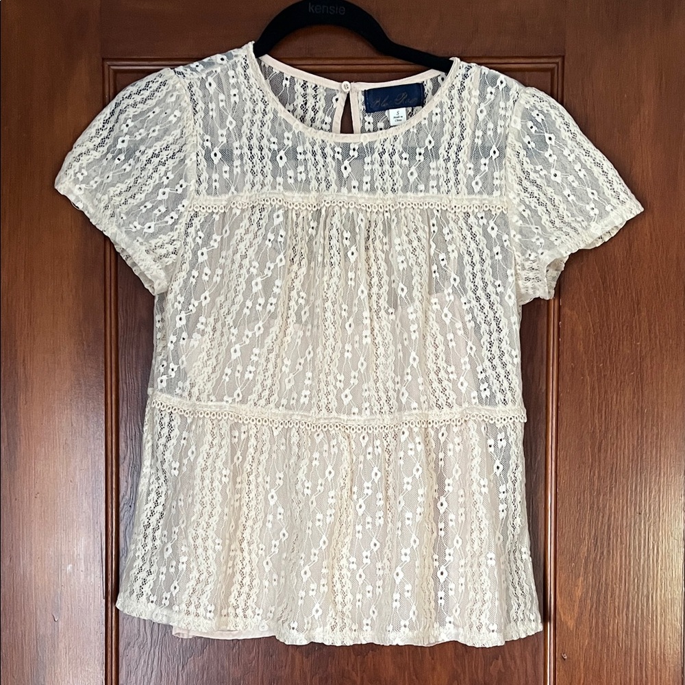 Blue Rain Cream Lace Blouse